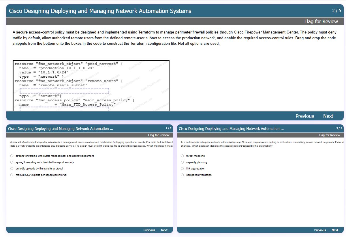 Previews from the CCNP AUTOCOR 350-901 free simulator sample