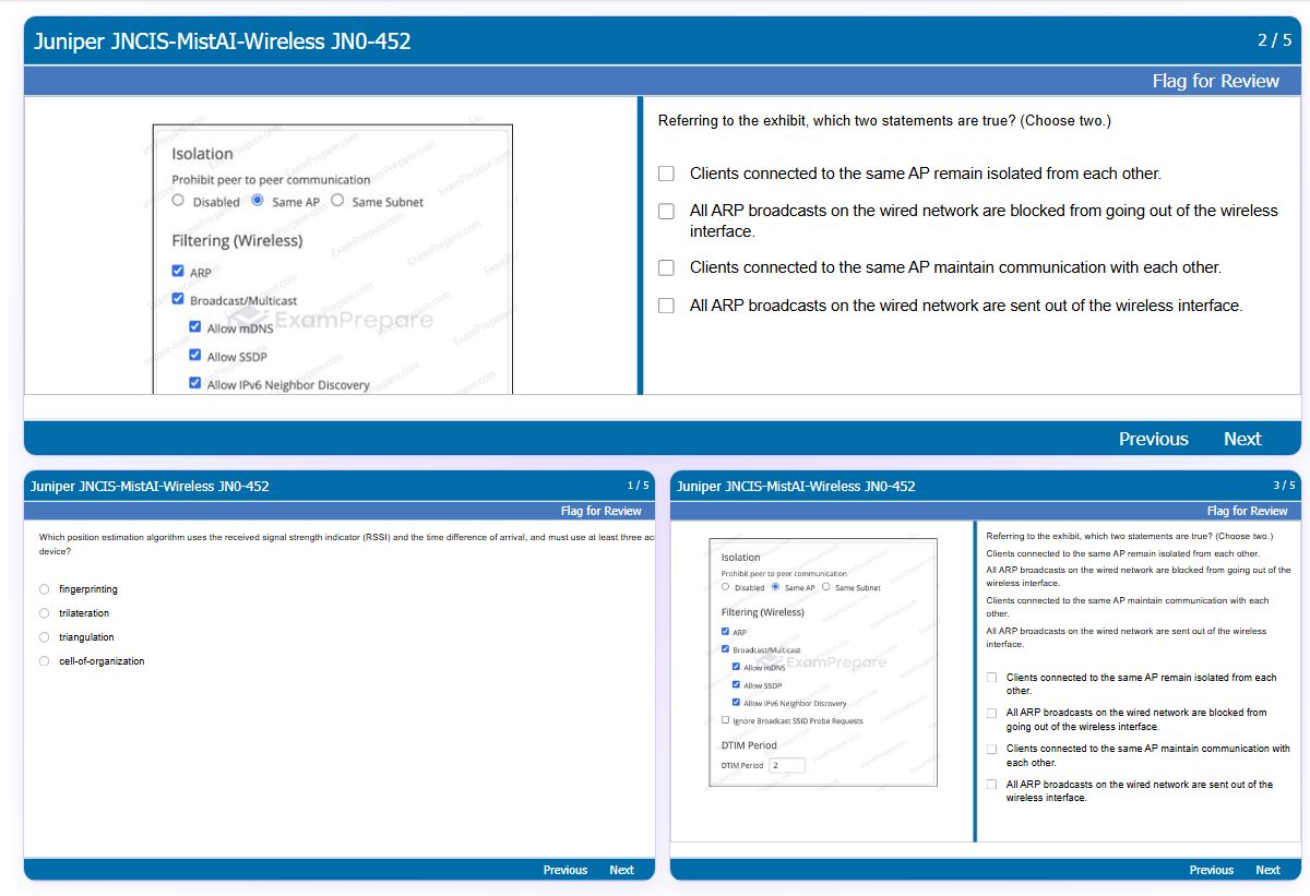 Previews from the JNCIS-MistAI-Wireless JN0-452 free simulator sample