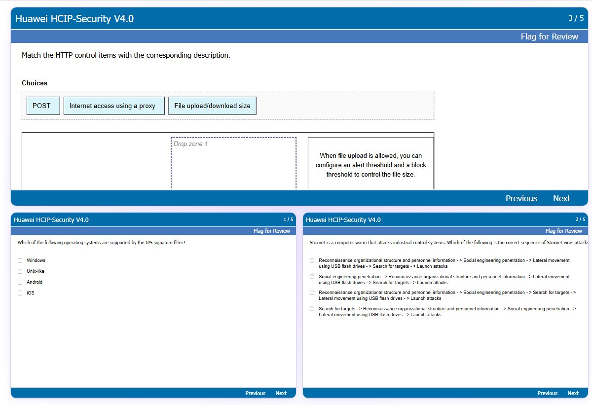 Previews from the HCIP-Security V4.0 free simulator sample