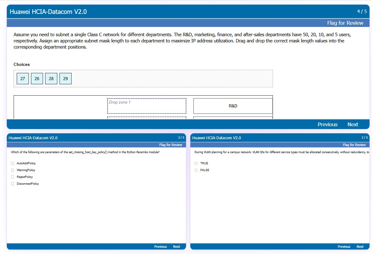 Previews from the HCIA-Datacom V2.0 free simulator sample