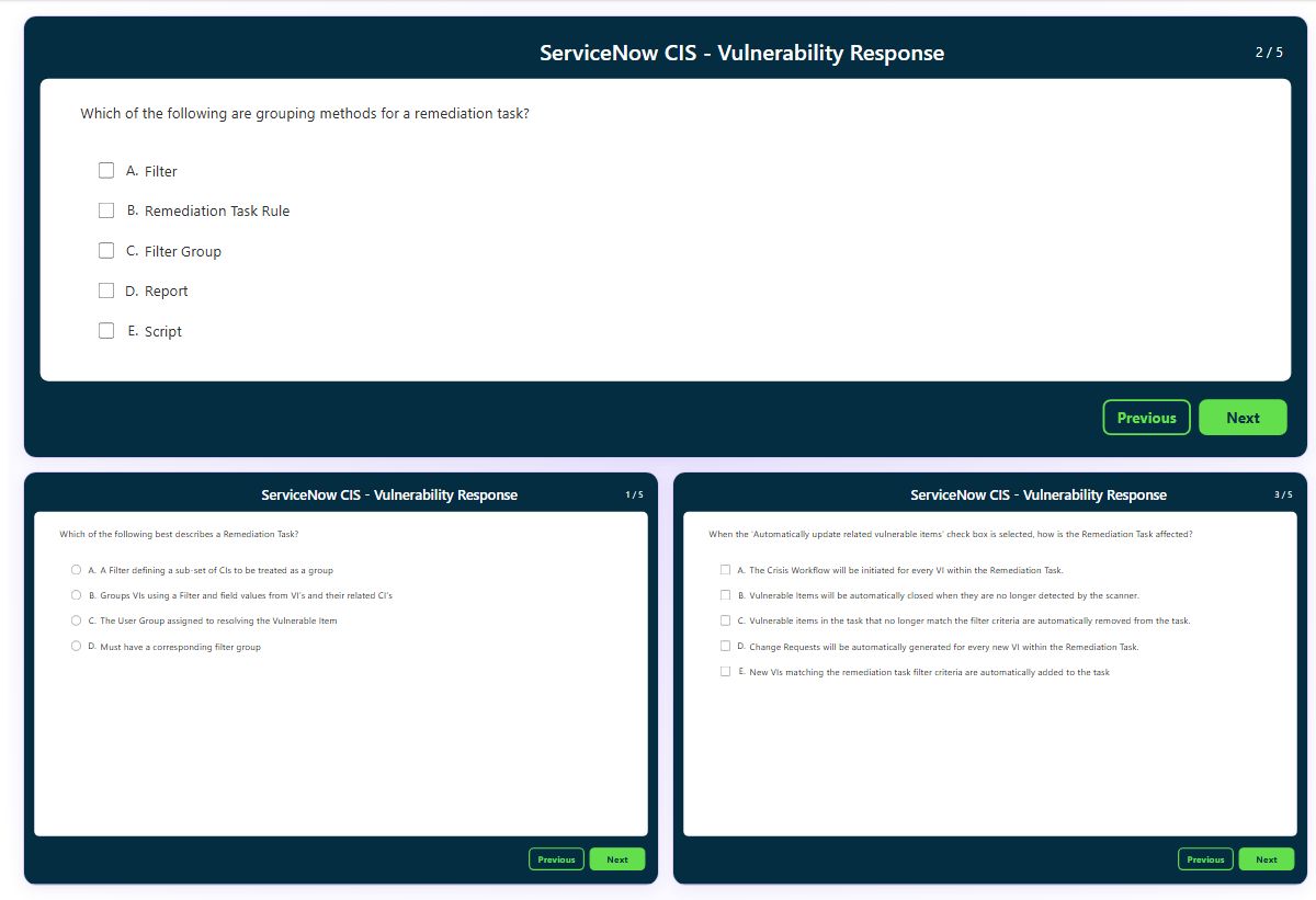 Previews from the CIS - Vulnerability Response free simulator sample