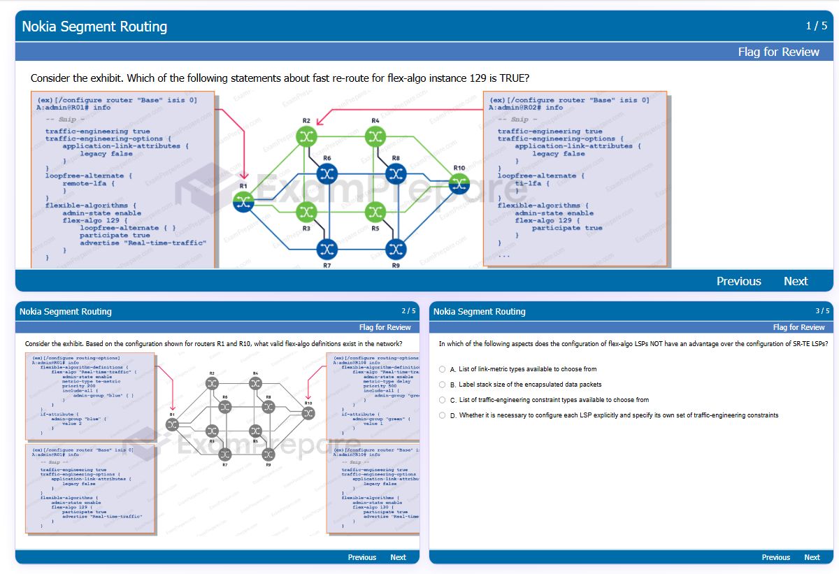 Previews from the Nokia Segment Routing free simulator sample