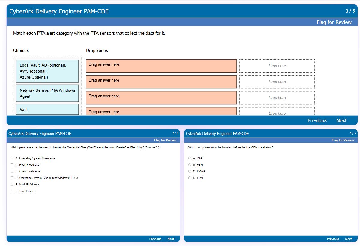 Previews from the CyberArk Delivery Engineer PAM-CDE free simulator sample