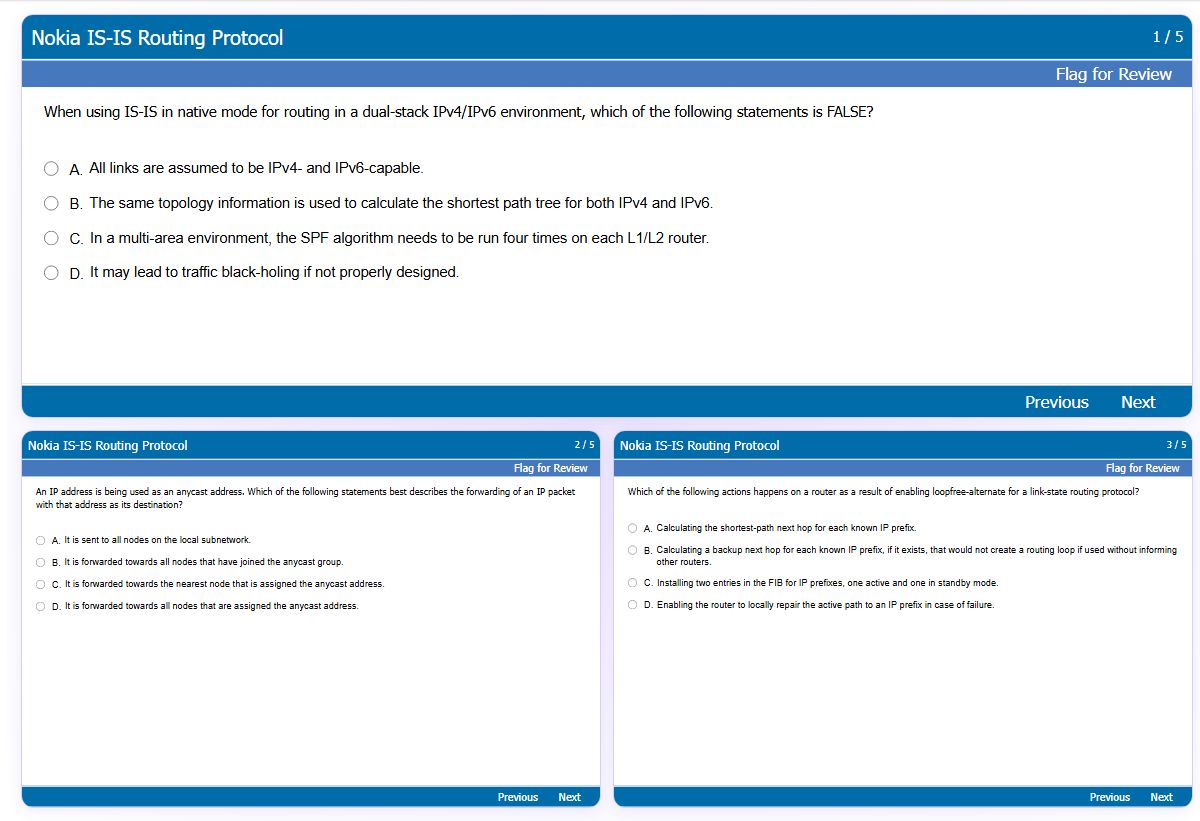 Previews from the IS-IS Routing Protocol free simulator sample