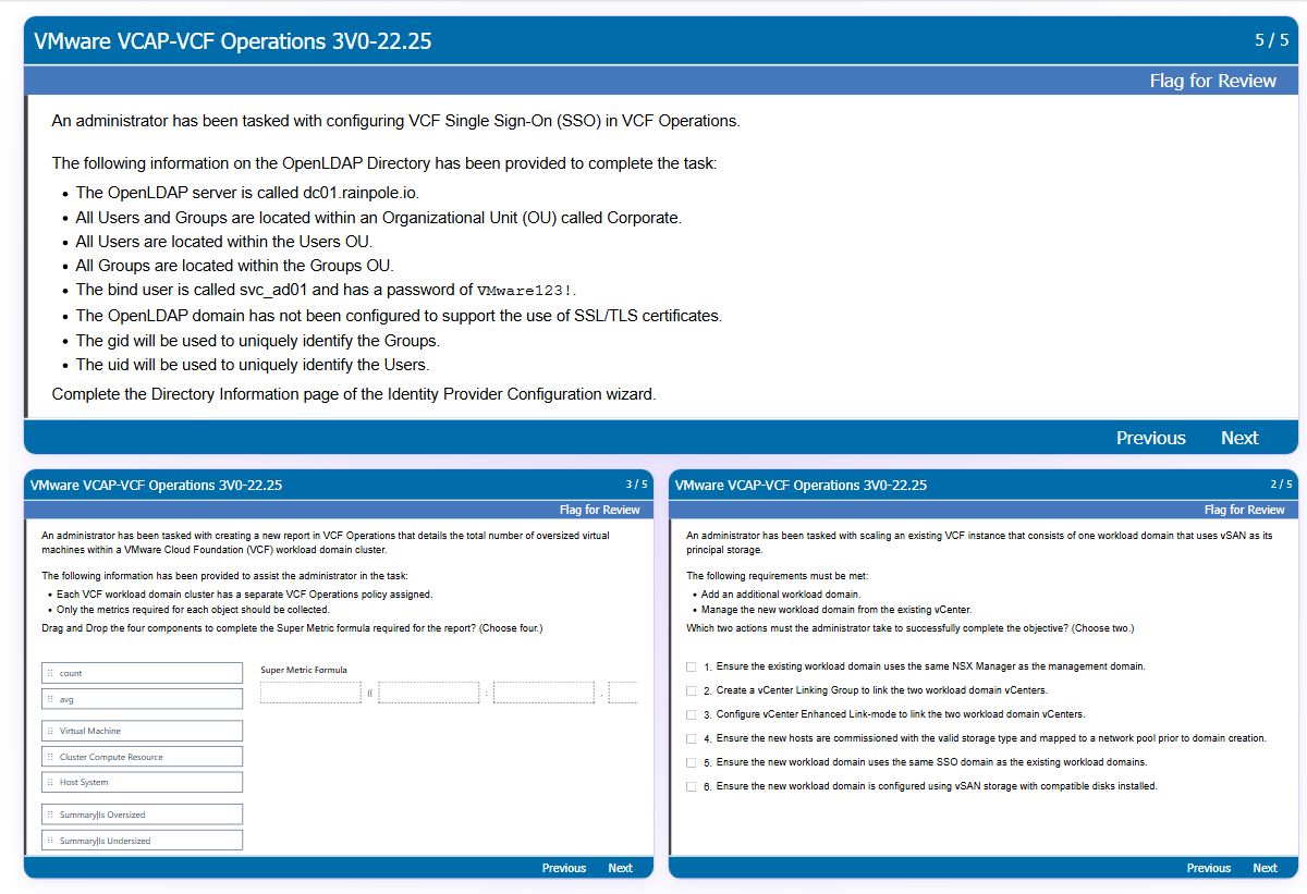 Previews from the VCAP-VCF Operations 3V0-22.25 free simulator sample