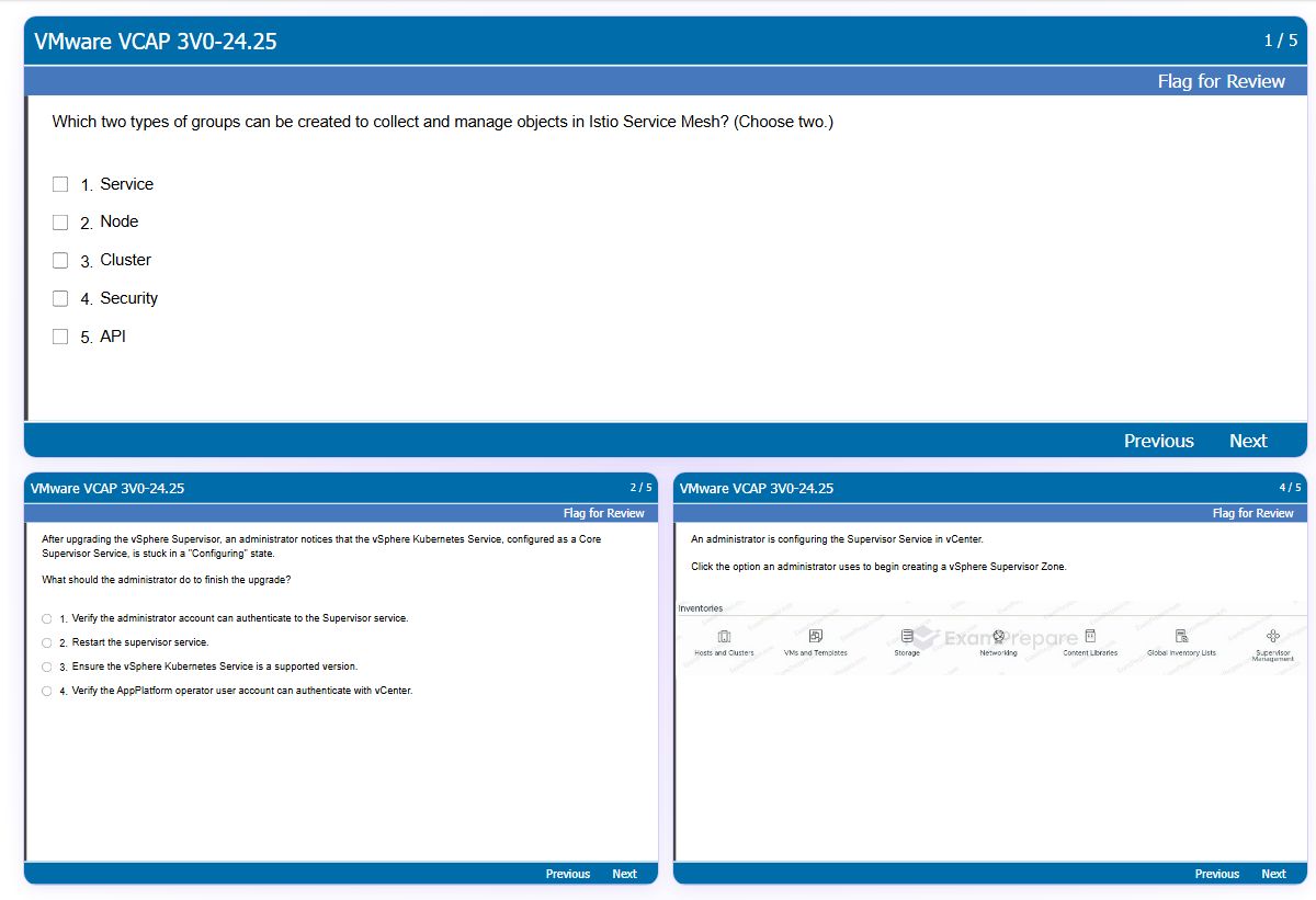 Previews from the VCAP 3V0-24.25 free simulator sample