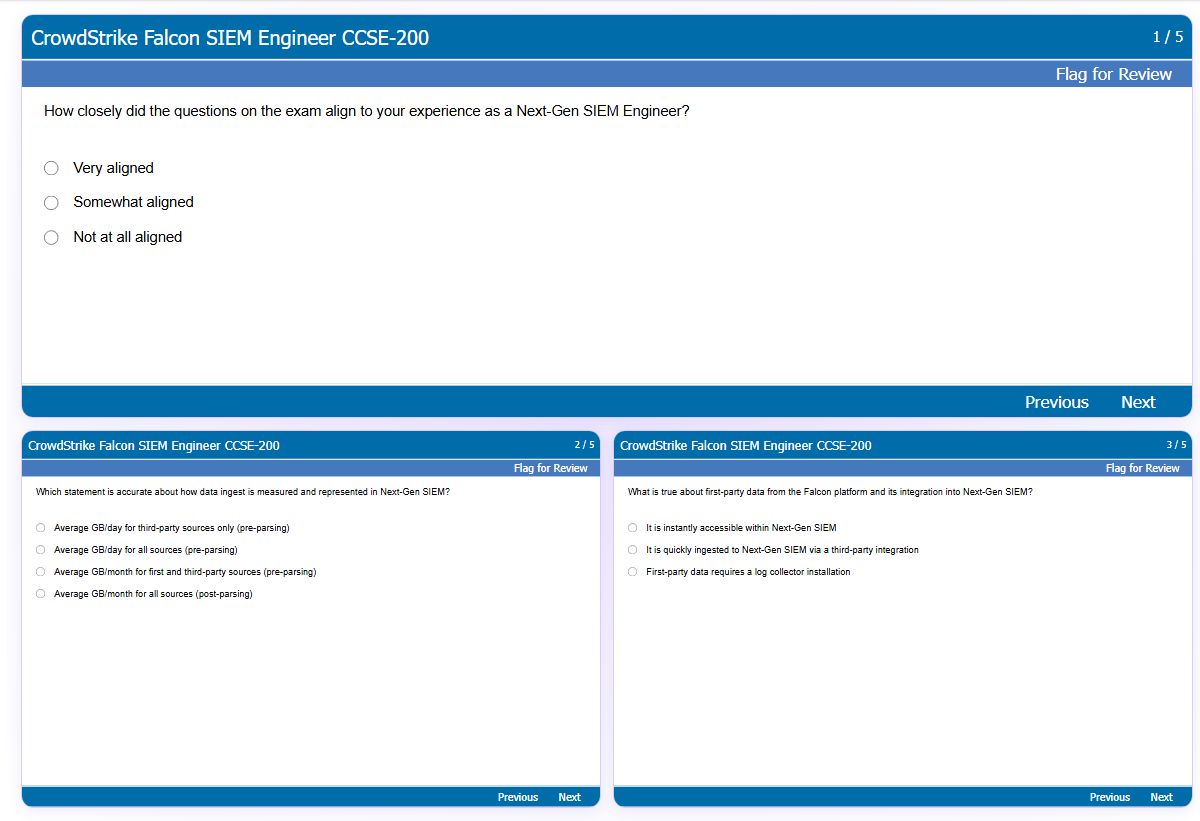 Previews from the Falcon SIEM Engineer CCSE-200 free simulator sample