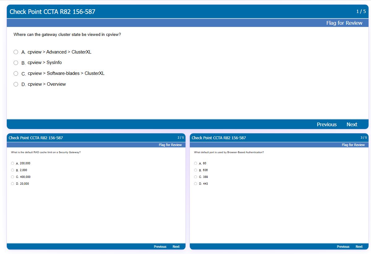 Previews from the CCTA R82 156-587 free simulator sample