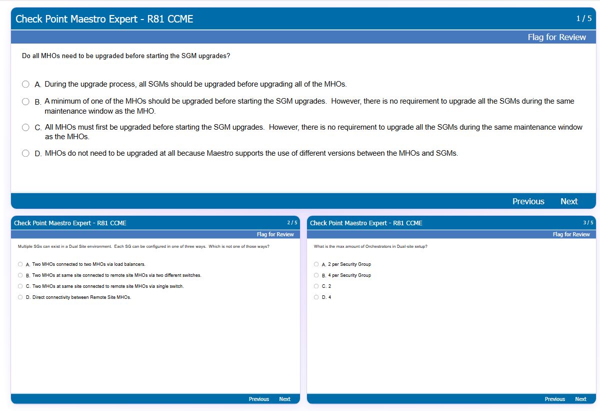 Previews from the Maestro Expert - R81 CCME free simulator sample