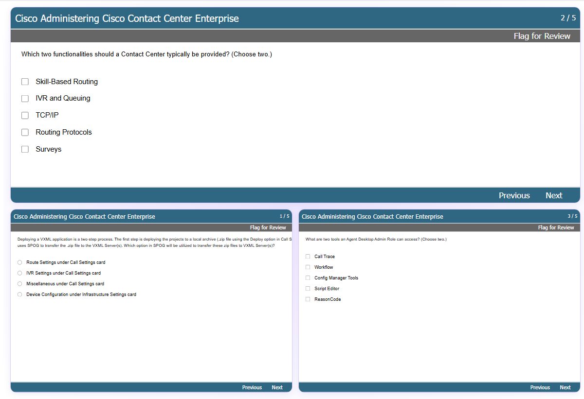 Previews from the 500-442 CCEA free simulator sample