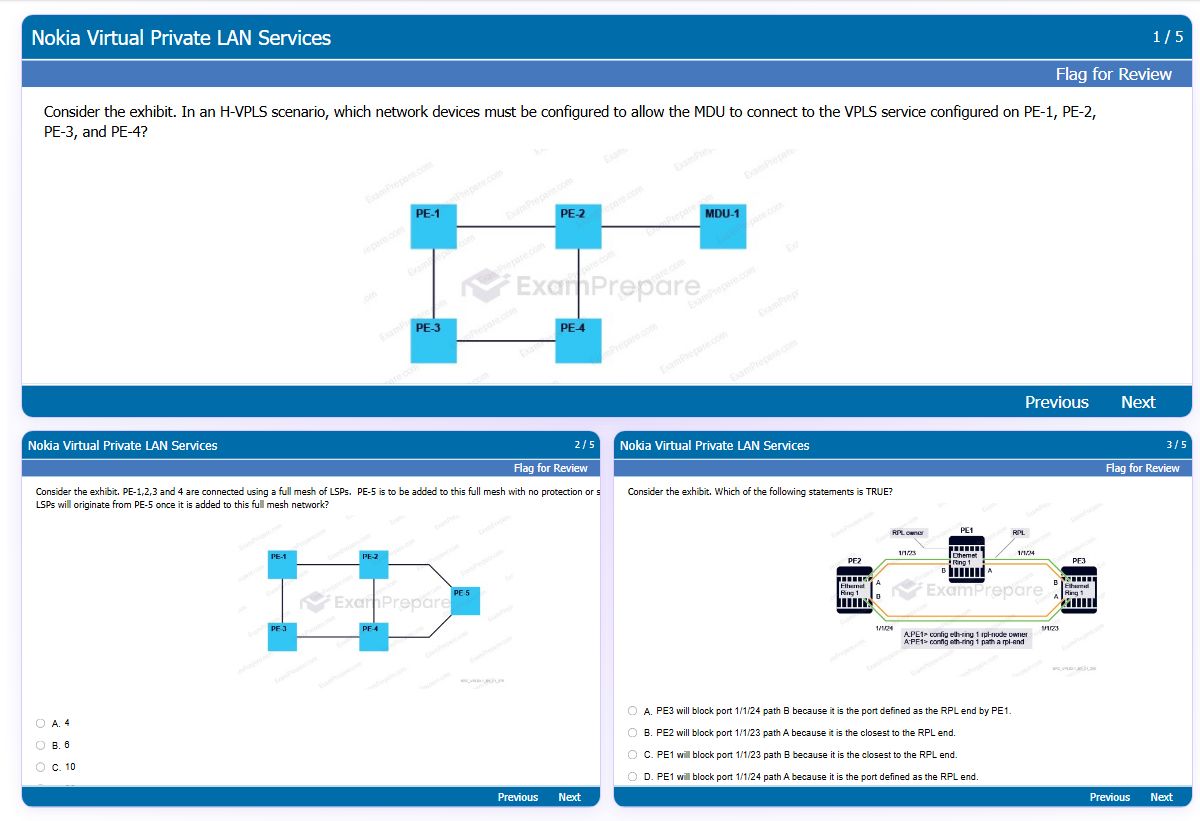 Previews from the Nokia Virtual Private LAN Services free simulator sample