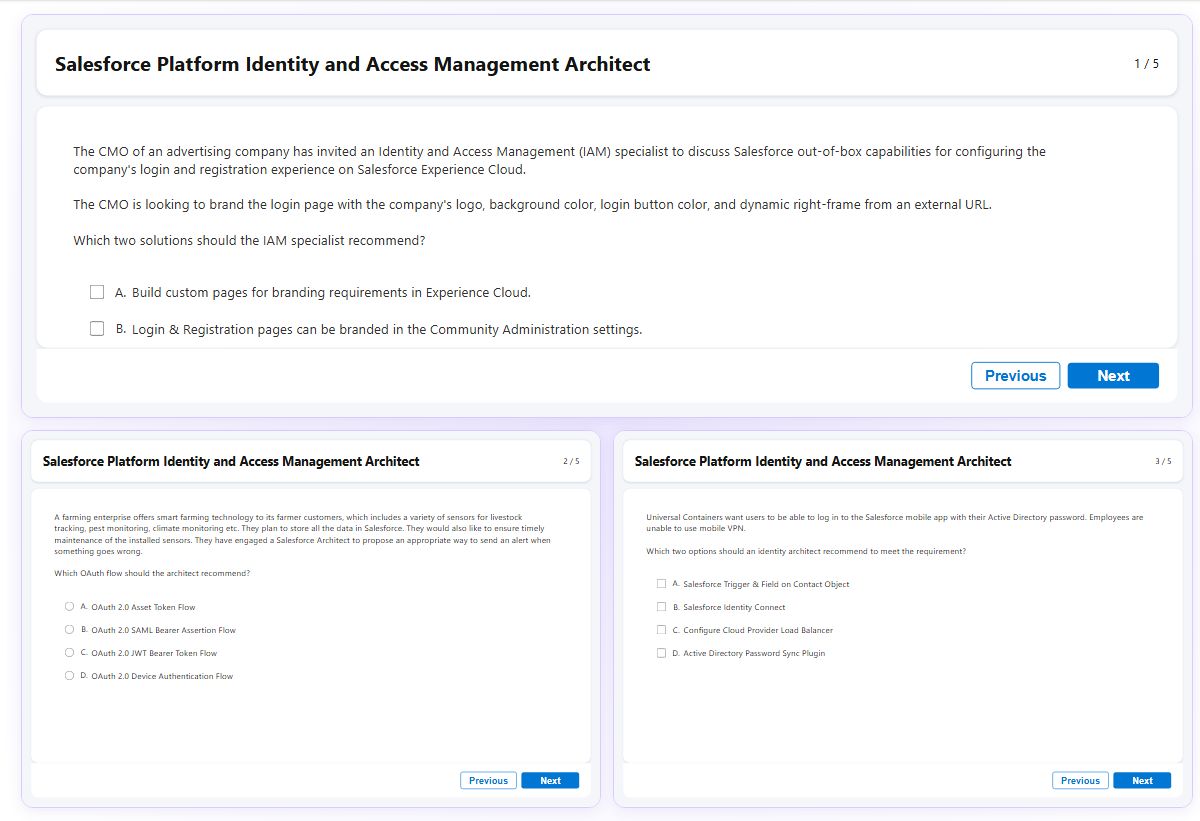 Previews from the Platform Identity and Access Management Architect free simulator sample