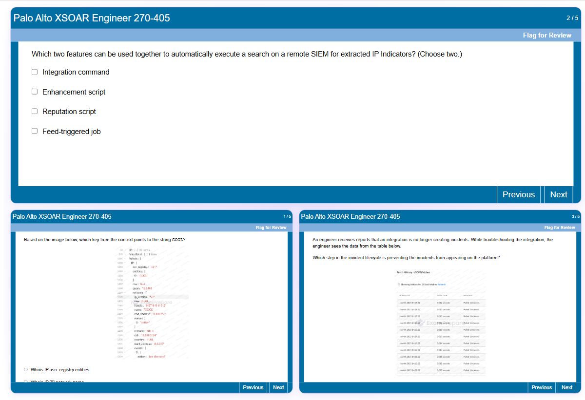 Previews from the XSOAR Engineer 270-405 free simulator sample