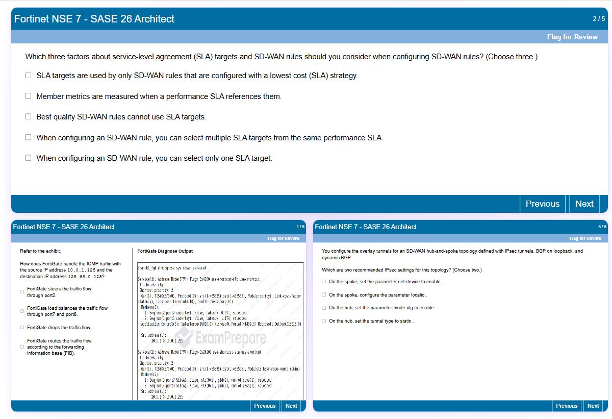 Previews from the NSE 7 - SASE 26 Architect free simulator sample