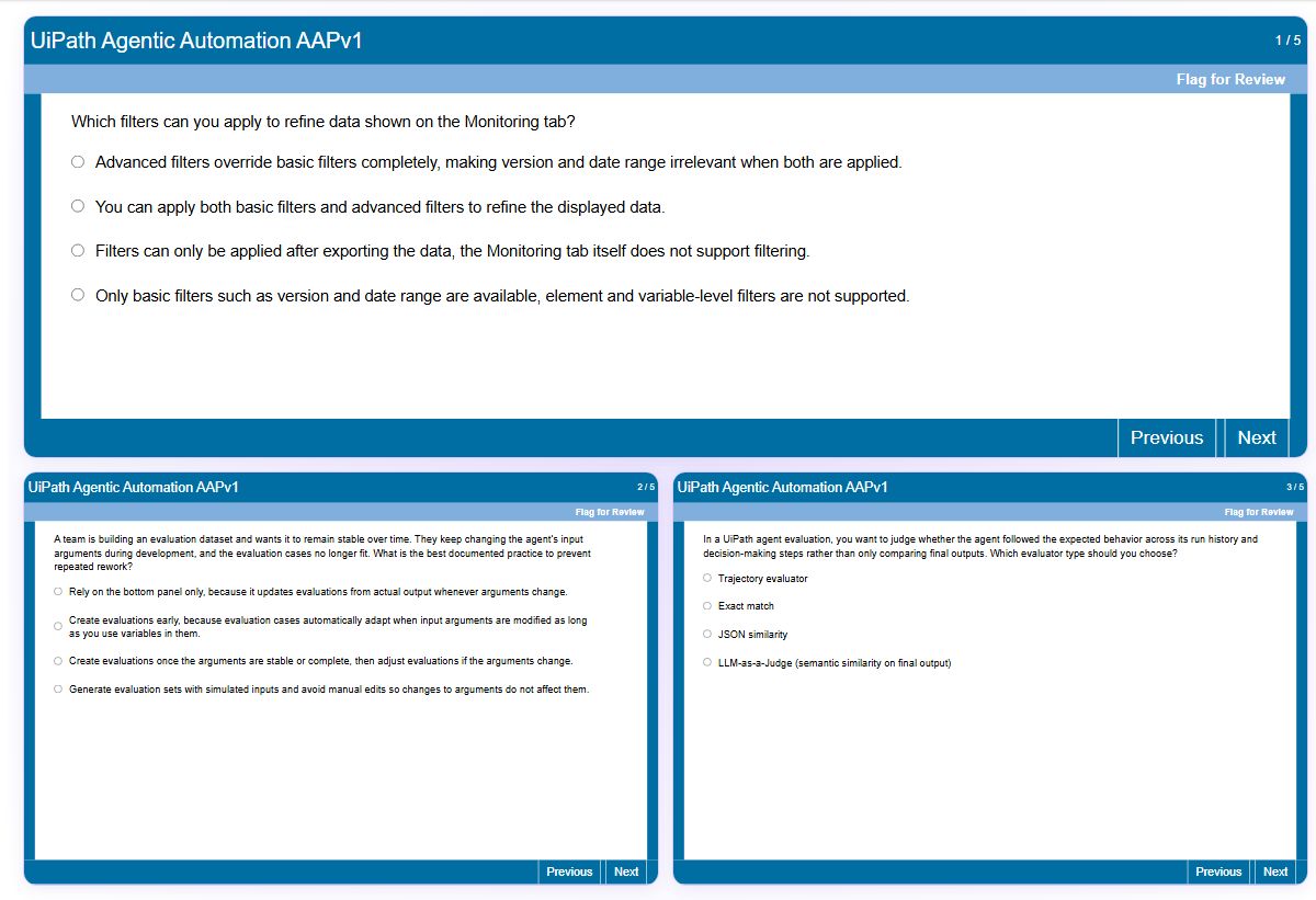 Previews from the UiPath Agentic Automation AAPv1 free simulator sample