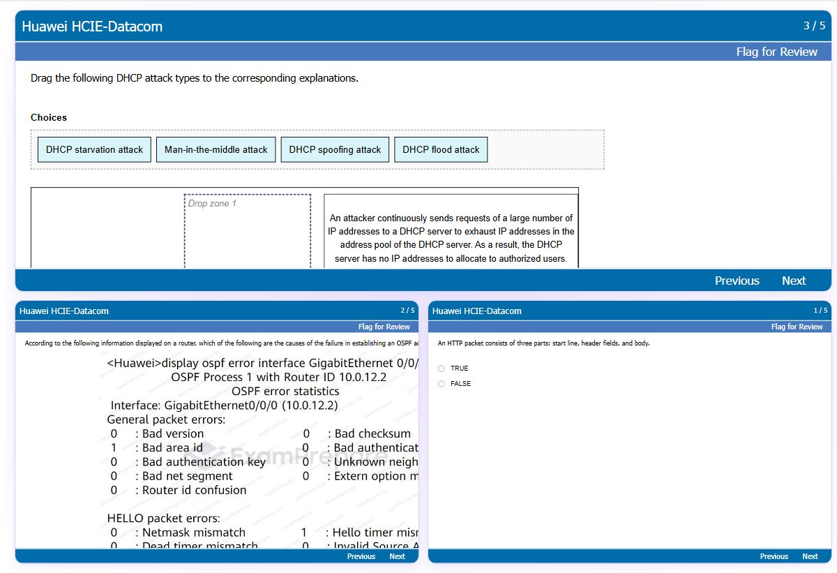 Previews from the HCIE-Datacom free simulator sample