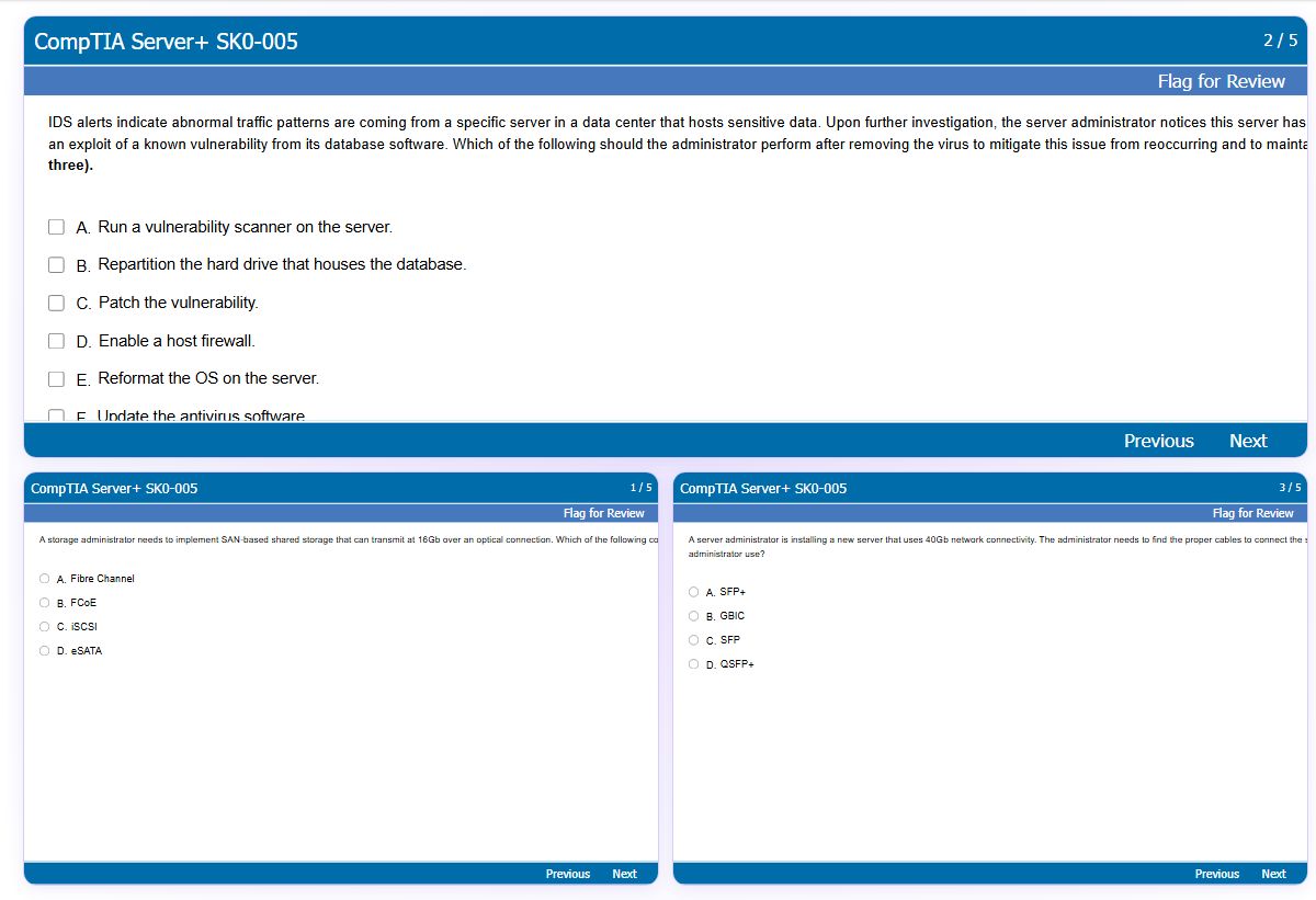 Previews from the Server+ SK0-005 free simulator sample