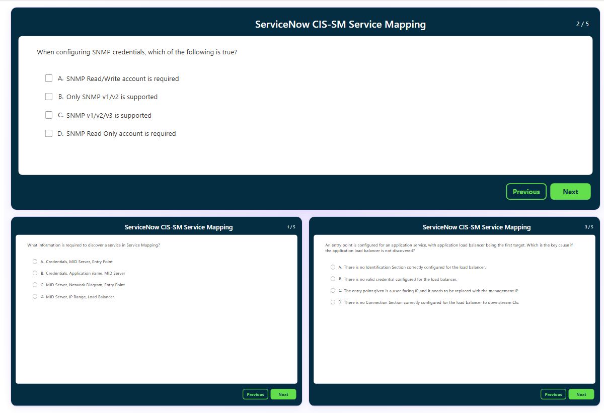 Previews from the CIS-SM Service Mapping free simulator sample