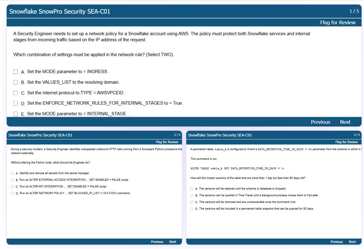 Previews from the SnowPro Security SEA-C01 free simulator sample