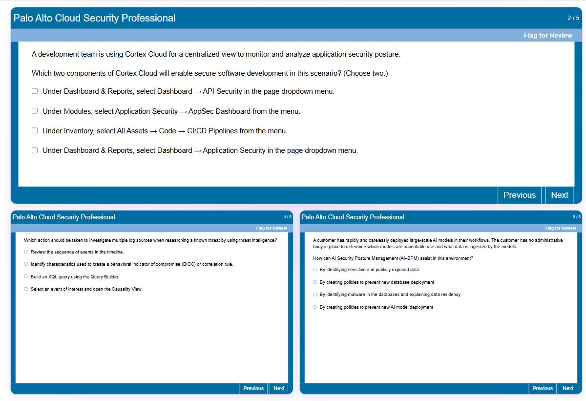 Previews from the Cloud Security Professional free simulator sample