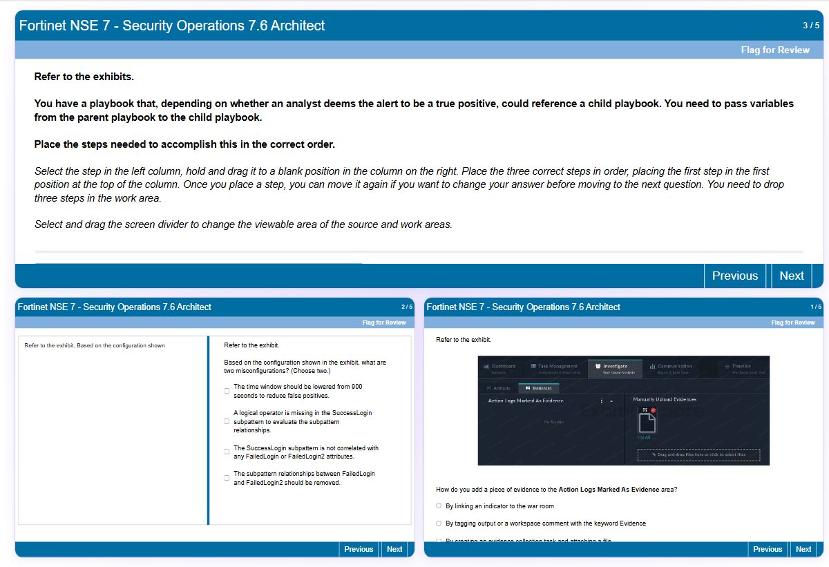 Previews from the NSE 7 - Security Operations 7.6 Architect free simulator sample