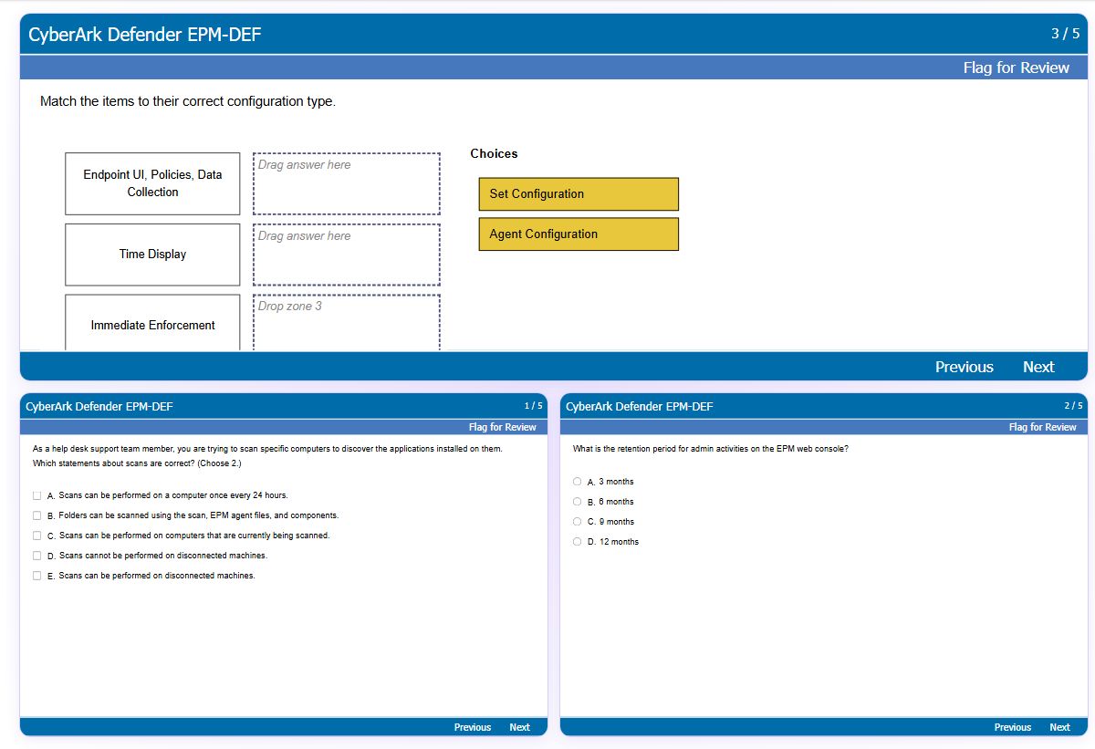 Previews from the CyberArk Defender EPM-DEF free simulator sample