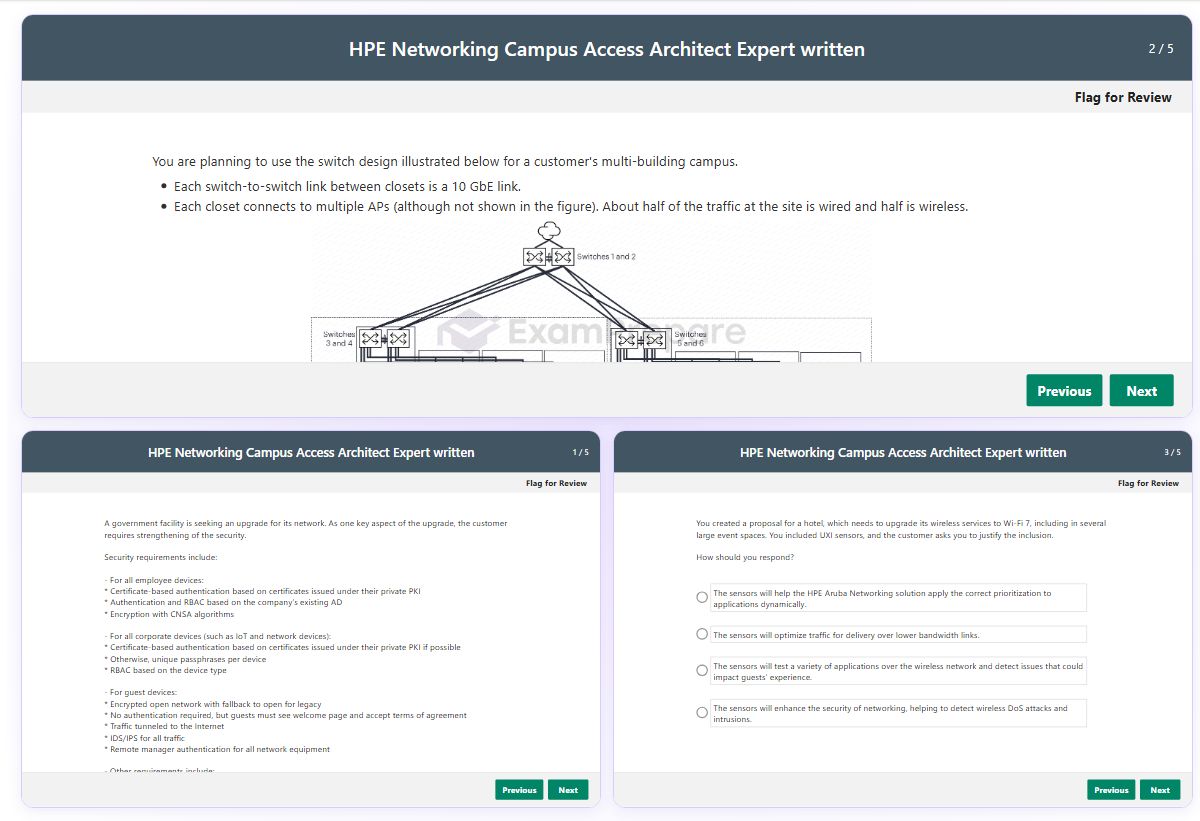 Previews from the Networking Campus Access Architect Expert written free simulator sample